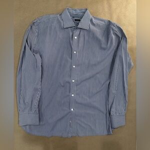🔹 John Varvatos Regular Fit Button-Up Shirt – Blue Checkered – Size 17 34/35 🔹